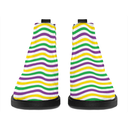 Mardi Gras Wave Pattern Print Flat Ankle Boots