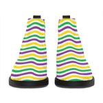 Mardi Gras Wave Pattern Print Flat Ankle Boots