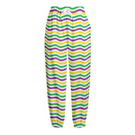 Mardi Gras Wave Pattern Print Fleece Lined Knit Pants