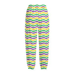 Mardi Gras Wave Pattern Print Fleece Lined Knit Pants