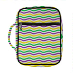 Mardi Gras Wave Pattern Print Front Pocket Bible Bag
