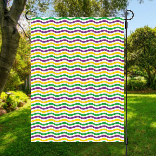 Mardi Gras Wave Pattern Print Garden Flag