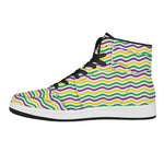 Mardi Gras Wave Pattern Print High Top Leather Sneakers