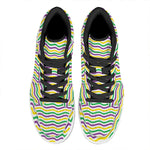 Mardi Gras Wave Pattern Print High Top Leather Sneakers