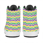 Mardi Gras Wave Pattern Print High Top Leather Sneakers