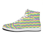 Mardi Gras Wave Pattern Print High Top Leather Sneakers