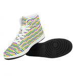 Mardi Gras Wave Pattern Print High Top Leather Sneakers