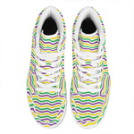 Mardi Gras Wave Pattern Print High Top Leather Sneakers