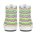 Mardi Gras Wave Pattern Print High Top Leather Sneakers