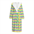 Mardi Gras Wave Pattern Print Hooded Bathrobe