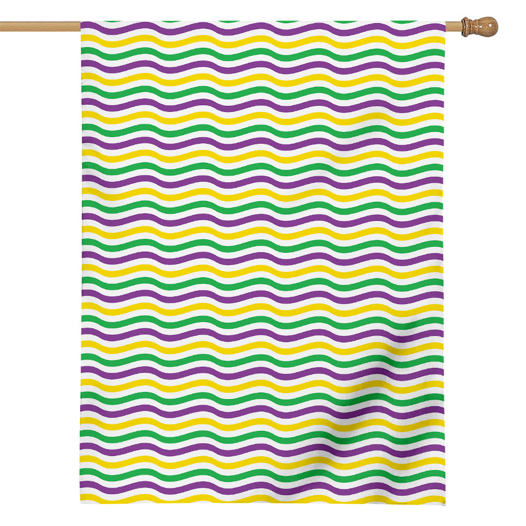 Mardi Gras Wave Pattern Print House Flag