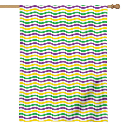 Mardi Gras Wave Pattern Print House Flag