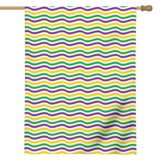 Mardi Gras Wave Pattern Print House Flag
