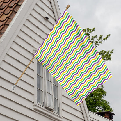 Mardi Gras Wave Pattern Print House Flag
