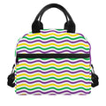 Mardi Gras Wave Pattern Print Insulated Lunch Bag