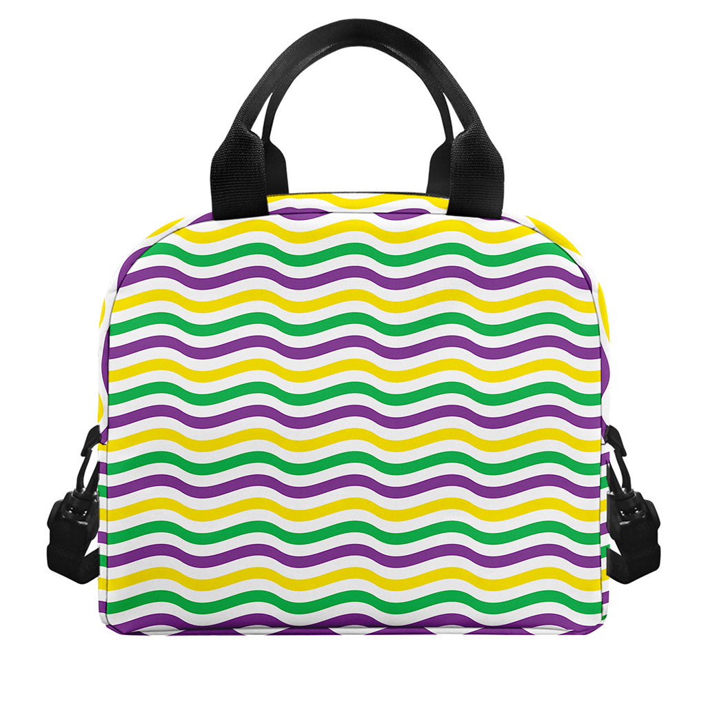 Mardi Gras Wave Pattern Print Insulated Lunch Bag