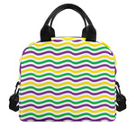 Mardi Gras Wave Pattern Print Insulated Lunch Bag