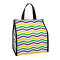 Mardi Gras Wave Pattern Print Insulated Lunch Tote