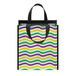 Mardi Gras Wave Pattern Print Insulated Lunch Tote