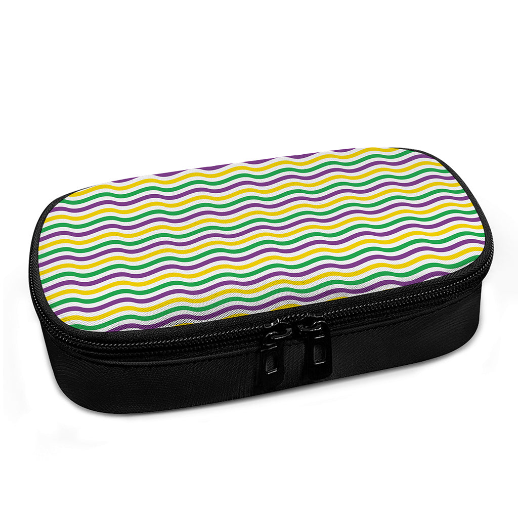 Mardi Gras Wave Pattern Print Insulin Cooler Travel Case
