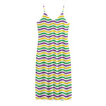 Mardi Gras Wave Pattern Print Jersey Midi Cami Dress