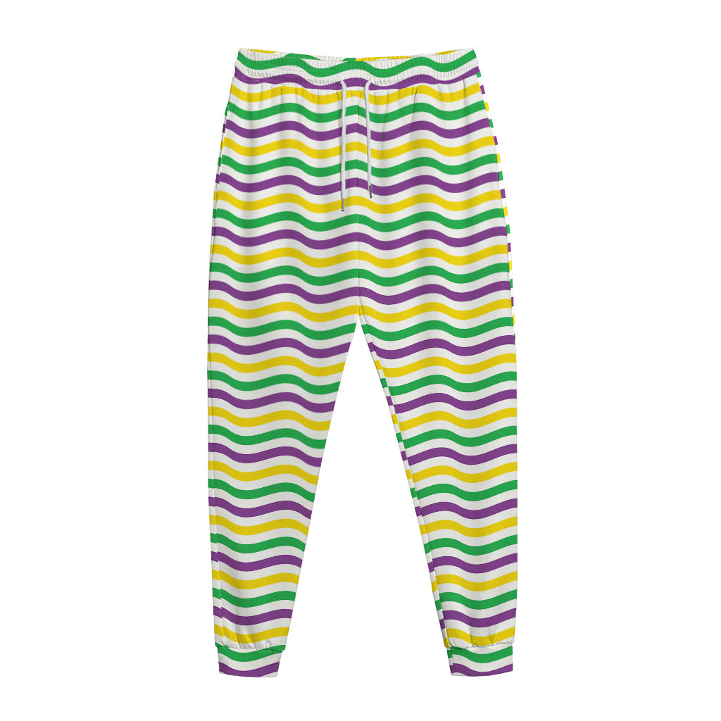 Mardi Gras Wave Pattern Print Jogger Pants