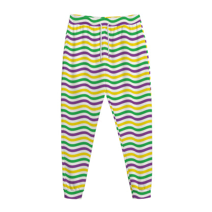 Mardi Gras Wave Pattern Print Jogger Pants