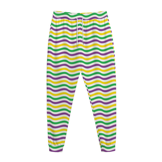 Mardi Gras Wave Pattern Print Jogger Pants