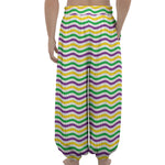 Mardi Gras Wave Pattern Print Lantern Pants
