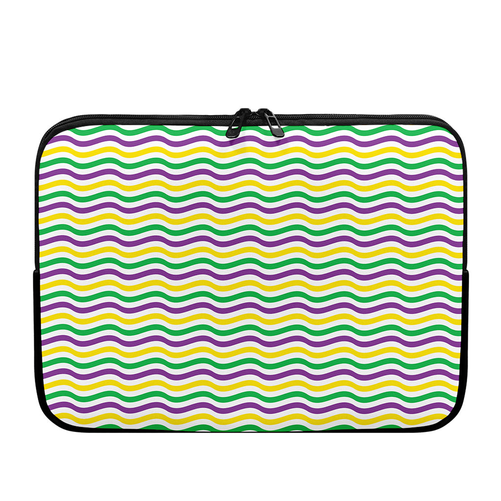 Mardi Gras Wave Pattern Print Laptop Sleeve