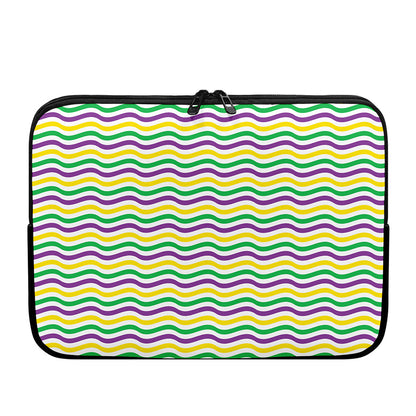 Mardi Gras Wave Pattern Print Laptop Sleeve