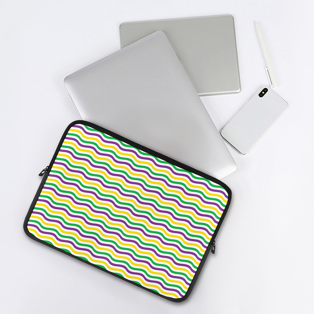 Mardi Gras Wave Pattern Print Laptop Sleeve