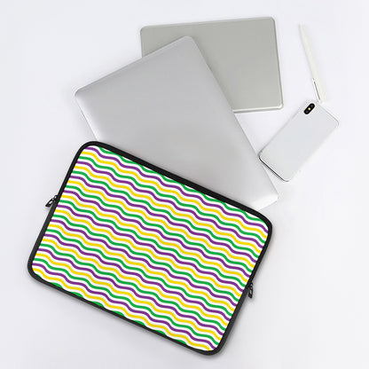 Mardi Gras Wave Pattern Print Laptop Sleeve