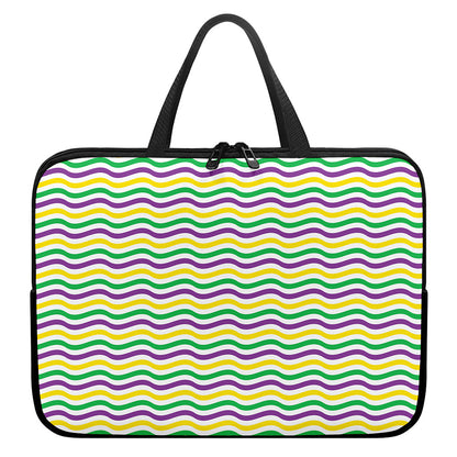 Mardi Gras Wave Pattern Print Laptop Sleeve With Handle