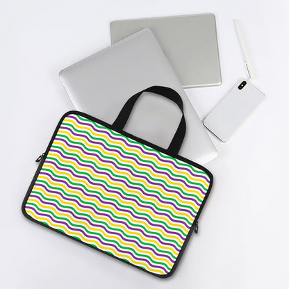 Mardi Gras Wave Pattern Print Laptop Sleeve With Handle