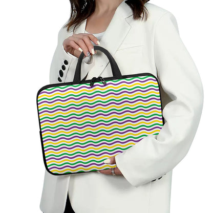 Mardi Gras Wave Pattern Print Laptop Sleeve With Handle