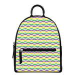 Mardi Gras Wave Pattern Print Leather Backpack