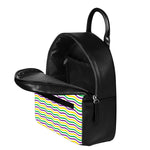 Mardi Gras Wave Pattern Print Leather Backpack