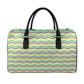 Mardi Gras Wave Pattern Print Leather Duffel Bag