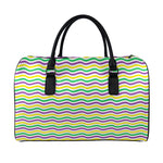 Mardi Gras Wave Pattern Print Leather Duffle Bag