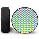 Mardi Gras Wave Pattern Print Leather Spare Tire Cover
