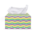 Mardi Gras Wave Pattern Print Leather Tissue Box Cover