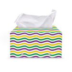 Mardi Gras Wave Pattern Print Leather Tissue Box Cover