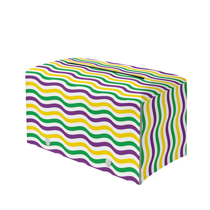 Mardi Gras Wave Pattern Print Leather Tissue Box Cover