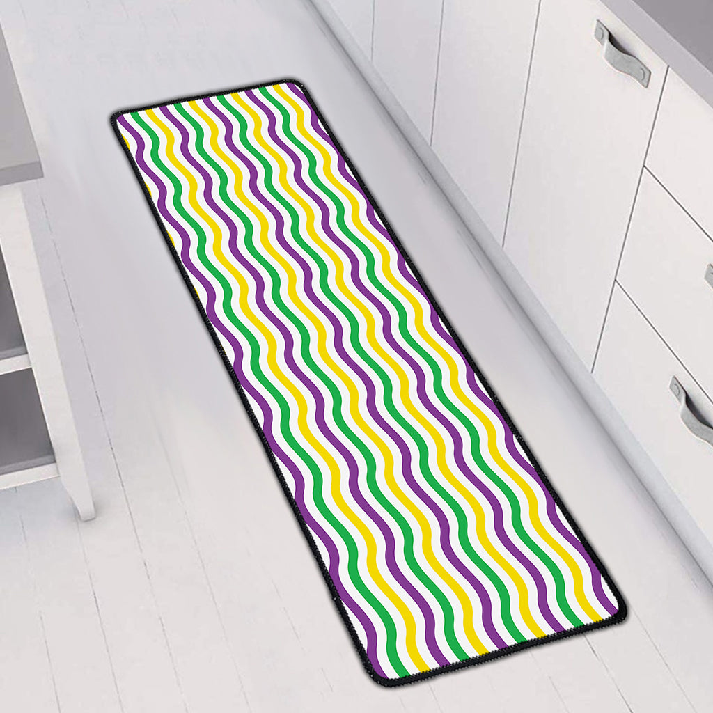 Mardi Gras Wave Pattern Print Long Kitchen Mat