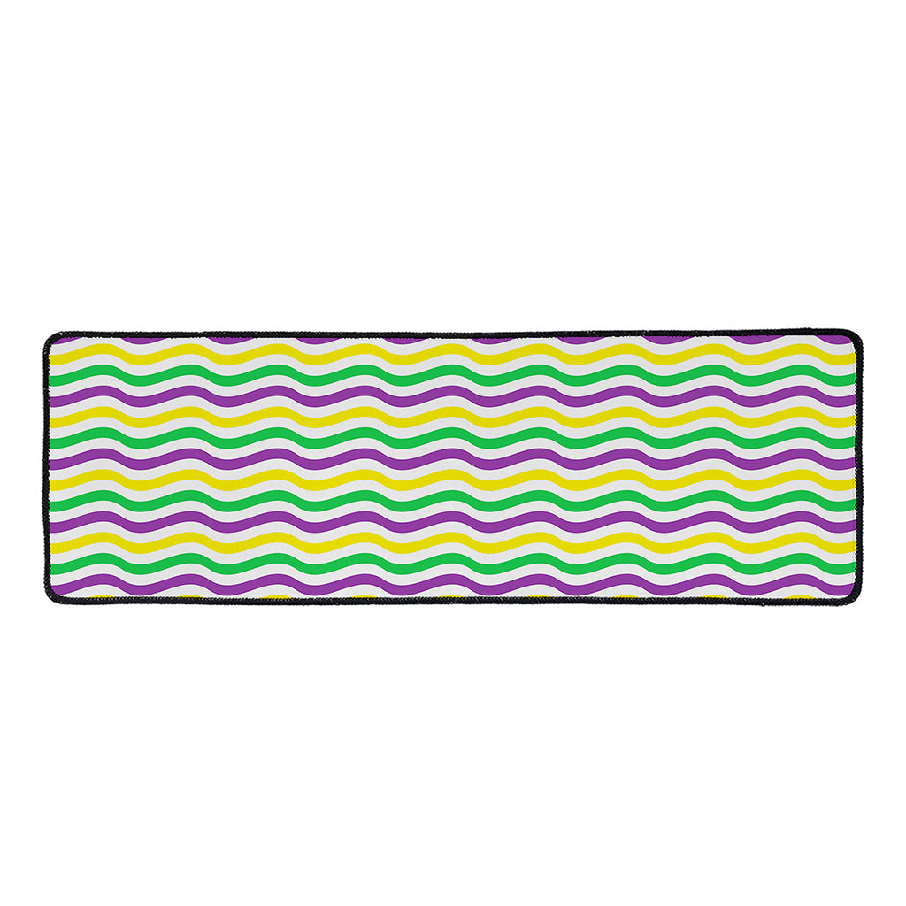 Mardi Gras Wave Pattern Print Long Kitchen Mat