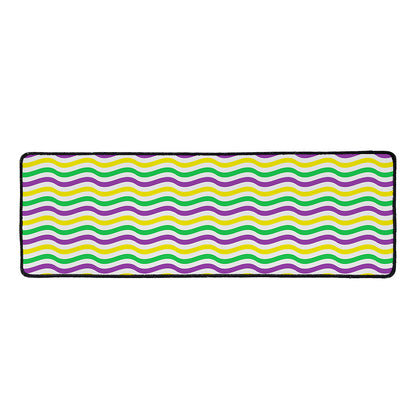 Mardi Gras Wave Pattern Print Long Kitchen Mat