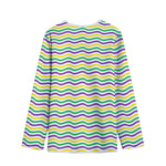Mardi Gras Wave Pattern Print Long Sleeve Short Coat