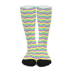 Mardi Gras Wave Pattern Print Long Socks