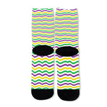 Mardi Gras Wave Pattern Print Long Socks
